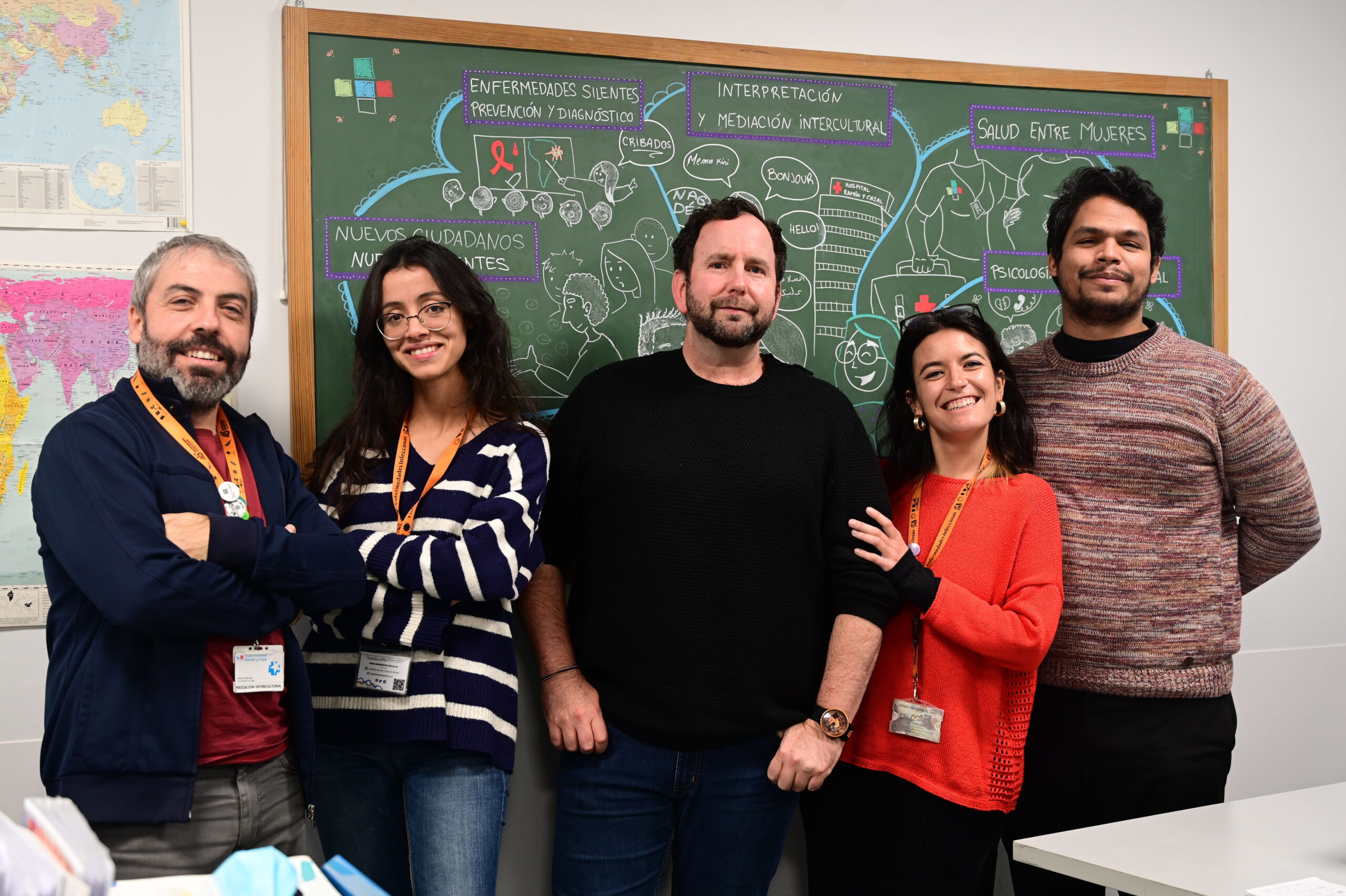 El equipo de Salud entre Culturas en el Hospital Universitario Ramón y Cajal el 15 de enero de 2023. Foto: Paula Herrera C.